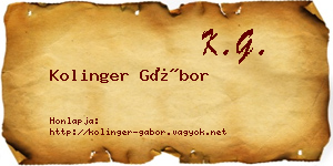 Kolinger Gábor névjegykártya